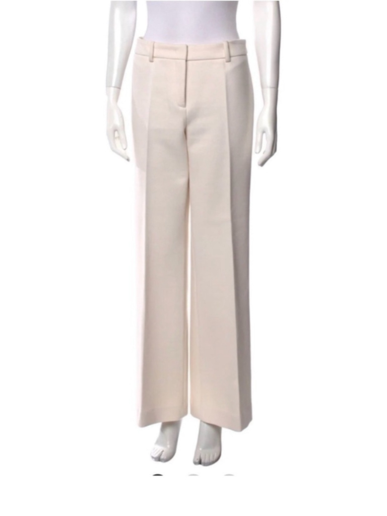 Derek Lam Crosby Wide Leg Linen Pants Cream High Waist Tailored Size 12 Luxury